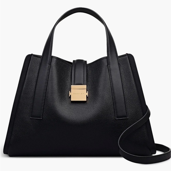New Radley London Sloane Mews Medium Leather Satchel in Black
